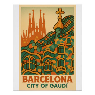Pôster Sonho Retroativo de Gaudí - Viagem de Barcelona