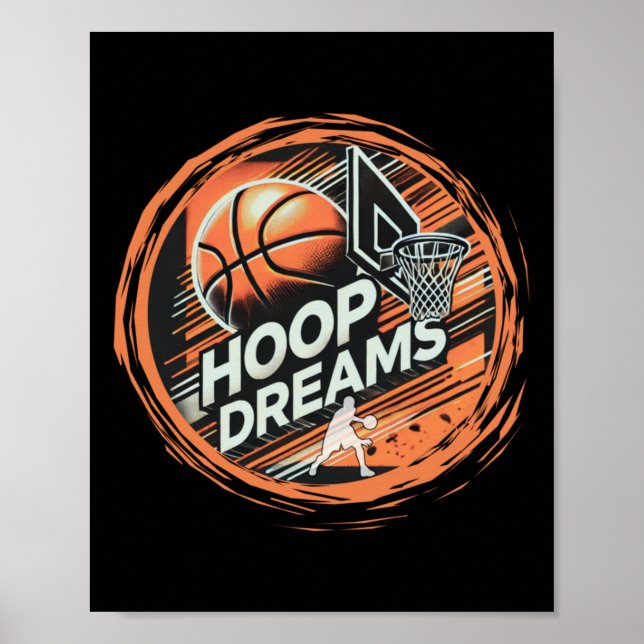 Poster Sonhos Ativos de Hoop de Basquete (Frente)
