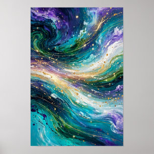 Poster Sonhos Celestiais - Turbilhão de Galáxia Dourada T