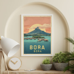 Poster Sonhos de Bora Bora – Viagens pela Lagoa Vintage