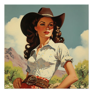 Pôster Sonhos de Cowgirl e Elegância: Sussurros Selvagens