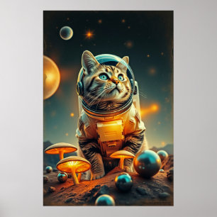Poster Sonhos de Gato Cósmico no Espaço Retroativo