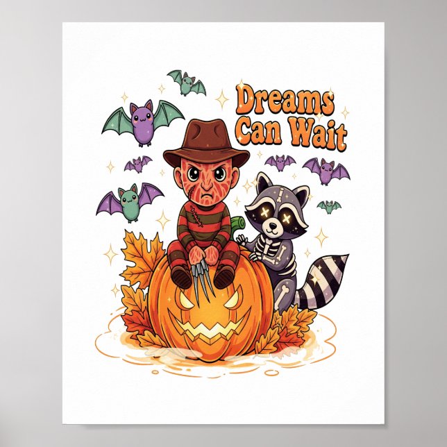 Poster Sonhos de halloween podem esperar monstro do horro (Frente)