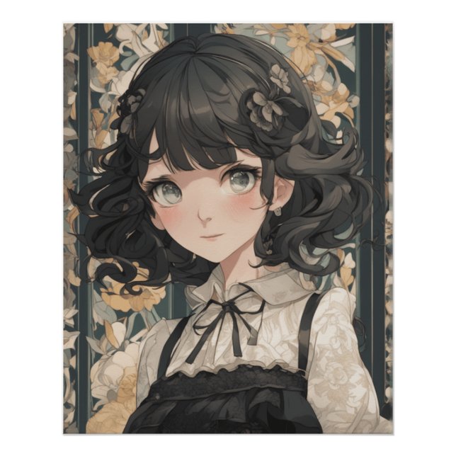 Pôster Sonhos De Manga Whimsical: Fantasia De Vestido Neg (Frente)