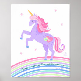Poster Sonhos de Unicórnio Salmo 28:7 Arte de Parede impr