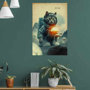Poster Sonhos do Gato Espacial na Lua do Cogumelo