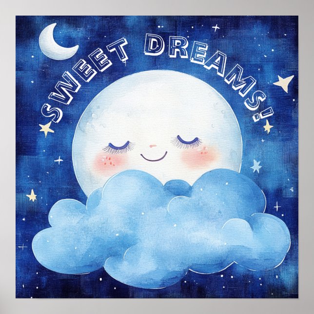 Poster Sonhos Doces Céu Noturno Azul (Frente)
