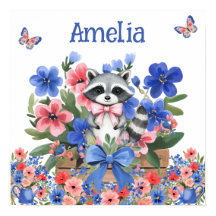 Sonhos Doces Floral Bebê Mapache & Nome da Criança
