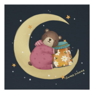 Pôster Sonhos Doces: Urso & Ilustração de Mel