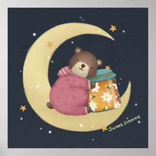 Poster Sonhos Doces: Urso & Ilustração de Mel