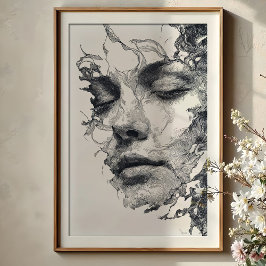 Poster Sonhos Itriciados: Retrato de Arte em Linha Monocr