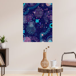 Poster Sonhos Profundos Azuis Arte Abstrata