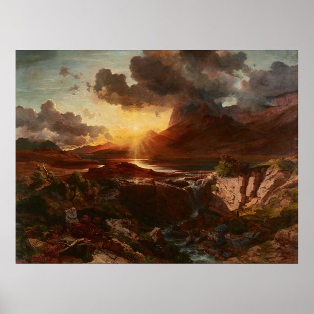 Poster Sonnenuntergang am Hintersee em Berchtesgaden (Frente)