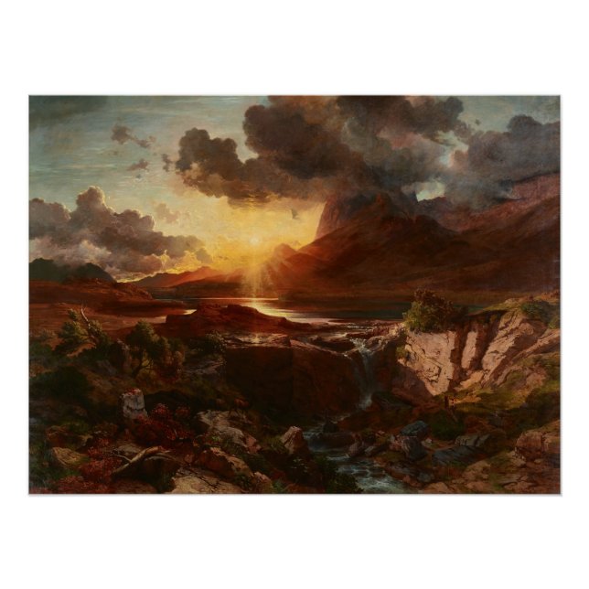 Pôster Sonnenuntergang am Hintersee em Berchtesgaden (Frente)