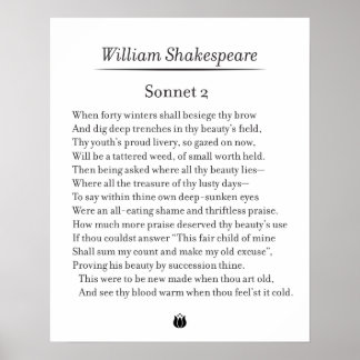 Poster Sonnet 2 de William Shakespeare