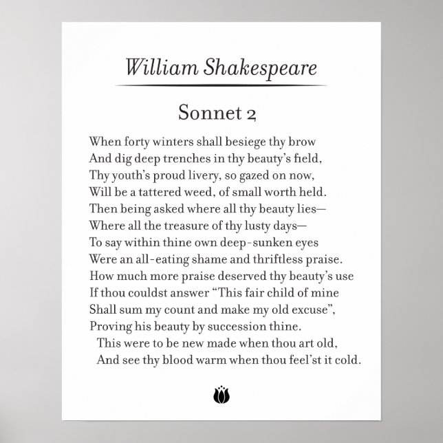 Poster Sonnet 2 de William Shakespeare (Frente)