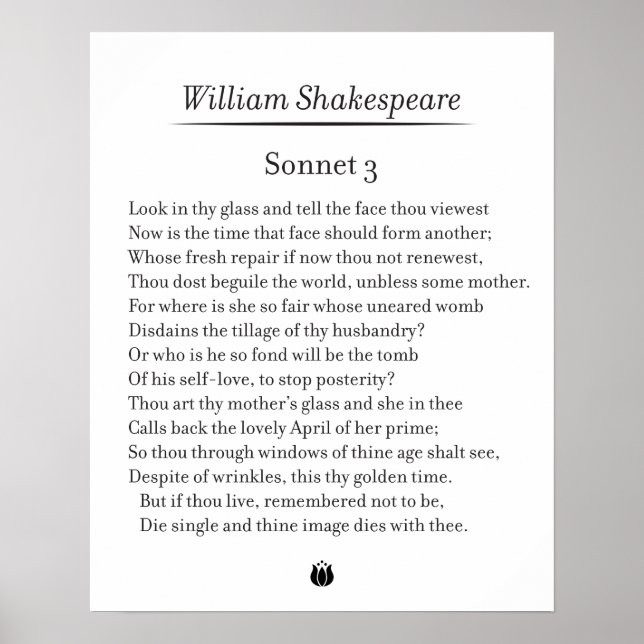 Poster Sonnet 3 por William Shakespeare (Frente)