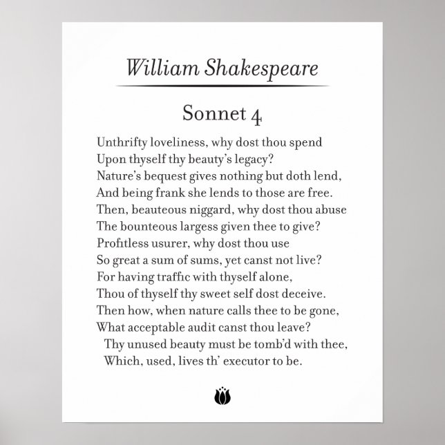 Poster Sonnet 4 por William Shakespeare (Frente)