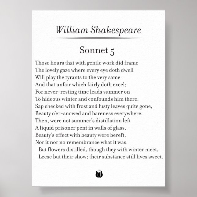 Poster Sonnet 5 por William Shakespeare (Frente)