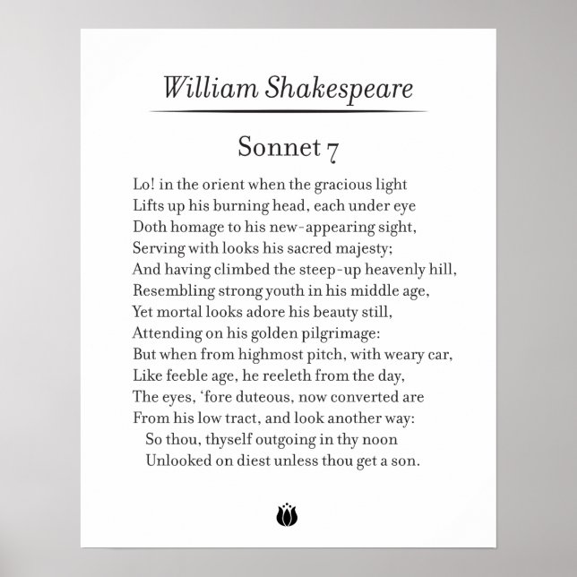 Poster Sonnet 7 por William Shakespeare (Frente)