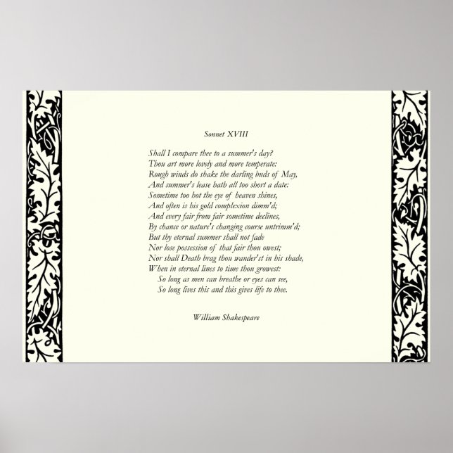 Poster Sonnet nº 18 por William Shakespeare (Frente)