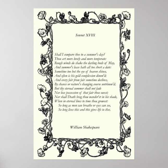Poster Sonnet nº 18 por William Shakespeare (Frente)