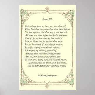 Poster Sonnet nº 40 por William Shakespeare