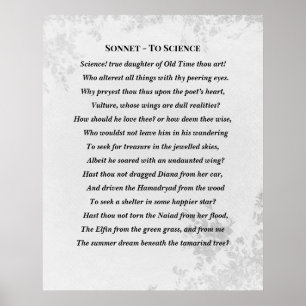 Poster Sonnet para Science Edgar Allan Poe Poem
