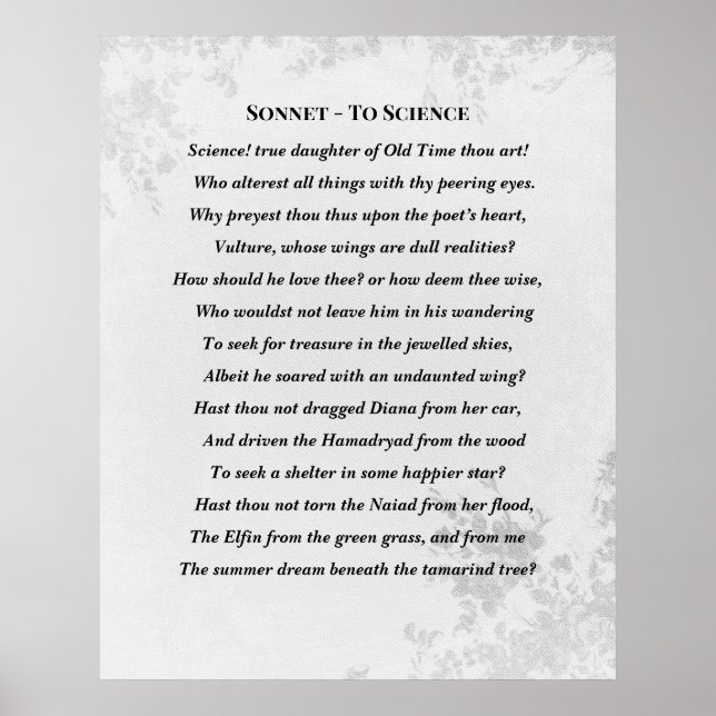 Poster Sonnet para Science Edgar Allan Poe Poem (Frente)