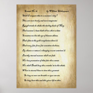 Poster Sonnet Shakespeare 18