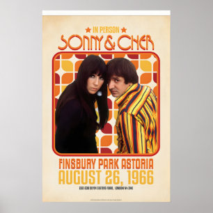 Poster Sonny & Cher Oficialmente Licenciado Ao Vivo em Fi