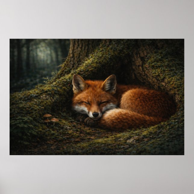 Poster Sono Profundo na Floresta | Arte da Raposa Vermelh (Frente)