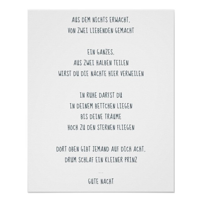 Pôster “sono um príncipe pequeno " (Frente)