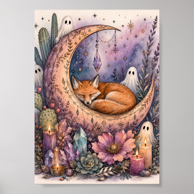 Poster Sonolenta Raposa Caprichosa Lua Crescente Fantasma (Frente)