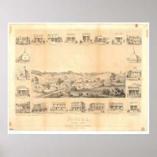Pôster Sonora, CA. Mapa Panorâmico 1854 (1647A) - Não res