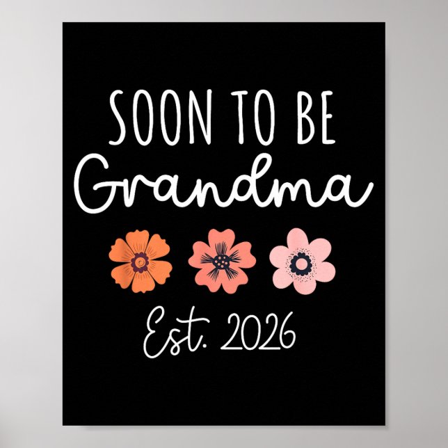 Poster Soon To Be Grandma 2026 Pregnancy Announcement Gra (Frente)