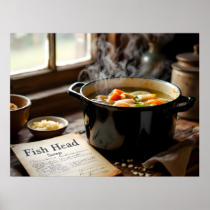Poster sopa de cabeça de peixe jamaicana