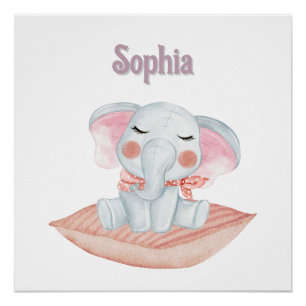 Pôster "Sophia" Personalizada Elefante para Bebês Sonolen