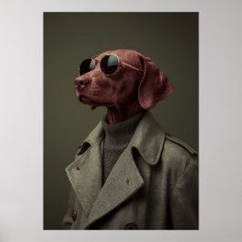 Poster Sophisticated Vizsla in Trench Coat – Elegant