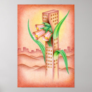 Poster Sopro de vida ilumina os arranha-céus.
