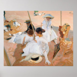 Poster Sorolla - Under The Awning, Beach At Zarauz