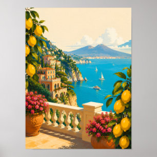 Poster Sorrento Itália Limões Viagem Vintage