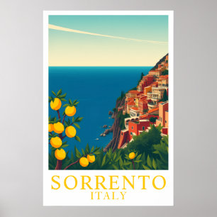 Poster Sorrento Itália Limões Vintage Arte Viagem