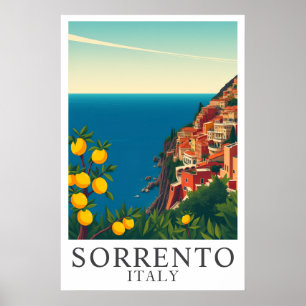 Poster Sorrento Itália Limões Vintage Arte Viagem