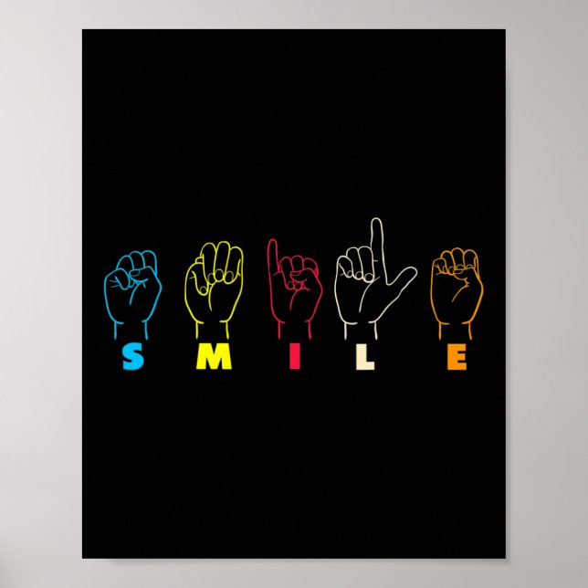 Poster Sorria ASL Alphabet American Sing Language ASL Tea (Frente)