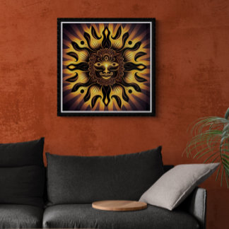 Poster Sorria Dourada Mandala Sun Arte AI
