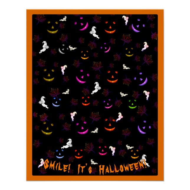 Pôster Sorria É um Feliz Halloween Outono Assustador Fant (Frente)