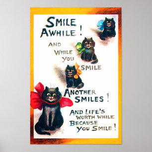 Poster Sorria, Gato Negro, Louis Wain