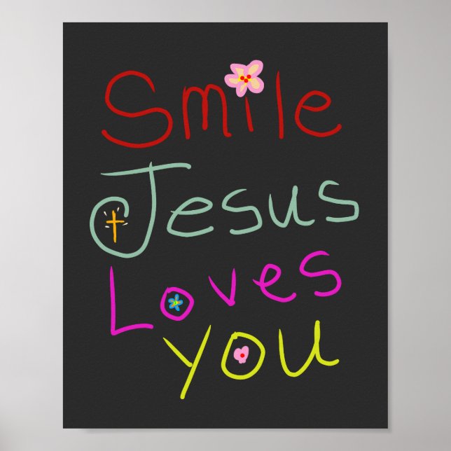 Poster ‘Sorria Jesus Te Ama’ Script Colorido  (Frente)