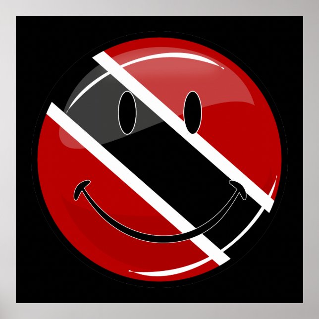 Pôster Sorrindo Bandeira de Trinidad e Tobago (Frente)